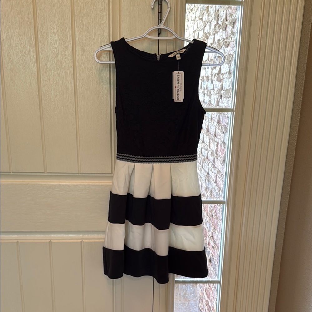 Speechless Black and White Striped Dress